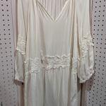 Joie  White Lace Trimmed Tassel V Neck Long Sleeve Bohemian Mini Dress Size S Photo 0