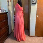 NWOT peach off shoulder prom dress spaghetti strap lace up back size L Pink Size L Photo 2