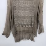 Saks 5th Avenue Saks Fifth Avenue Fairy Silk Top Womens Small Brown Lace Made in Italy Photo 2