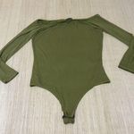 Pretty Little Thing Basic Olive Green Slinky Long Sleeve Bodysuit US Size 12 Photo 0