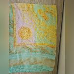 Teal Seafoam Green Yellow Pink Patterned Scarf Wrap Photo 3