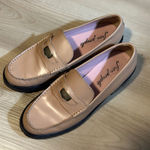 Free People Liv Penny Loafer 10 Camel Shoes Slip On Chunky Heel Square Toe Photo 6