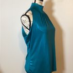 Studio 1940 Blouse Women’s Mock Turtleneck Silky Rich Teal Sleeveless Top SZ M Photo 1