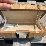 Black And White Chevron Print Crossbody wooden Box Bag With Chain Strap Black Photo 8