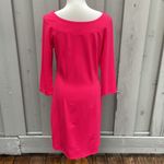 Talbots  Spring Pink Rayon/Nylon/Spandex Midi Shift Boat Neck Dress Women Sz. Sm Photo 3