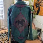 Coldwater Creek Vintage 90s  Green Wool Equestrian Aztec Cardigan Sweater Photo 1