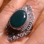 Bali Legacy Verde Onyx Sterling Silver Antique Garden and Floral Ring (Size 9) Photo 9