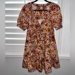 Pilcro and the Letterpress Anthropologie Pilcro Floral Tapestry Puff Sleeve Dress Size Small Photo 2