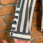 Lucky Brand  Striped Henley Button Front High Neck Cotton Roll‎ Tab Blouse Small Photo 2