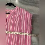 NWT Coastal Comfort Size S Pink Stripe Linen Blend Split Neck Short Sleeve Top White Photo 11