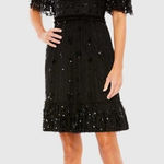 Mac Duggal  9143 Womens Black Embellished Illusion High Neck Mini Dress Photo 0