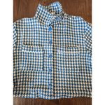 Anthropologie Dolan  Coastline Size Large Blue White Houndstooth Cropped Jacket Photo 11