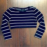 Forever 21  Black & White Striped Soft Long-Sleeve Dressy Sweather Crop Top Photo 0