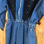 Vintage 1980s Jaxie’s Zip Up Lace Embellished Long Sleeve Jean Jumpsuit Sz L Blue Size L Photo 1