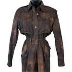 Retrofete Shirelle Jumpsuit in Sepia Brown Acid Wash Size XS Photo 2