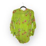 Figueroa & Flower Green Embroidered Boho Button Down Shirt M Floral Top Size M Photo 1