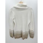 Calvin Klein  Sweater Women Medium White Gold Striped Cowl Neck Knit Pullover Photo 1