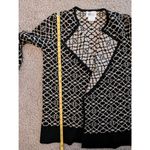 Andrea Jovine  Womens Small Sweater Black Tan Geometric Print Open Front Cardigan Photo 7