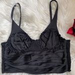 ZARA Black Satin Ruched Crop Top Photo 2
