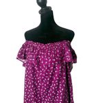 Loft Off The Shoulder Ruffle Top Purple Floral Linen Blend Size M BOHO Chic NEW Photo 1