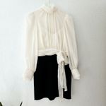 Cinq à Sept $495  Holiday Elena White Black Sheer Blouson Mini Dress Sz 2 NEW‎ Photo 6
