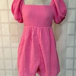 &merci &merci Pink puff sleeve smocked loose fit Romper Size Medium Photo 0