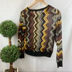 Missoni  Brown Long Sleeve Sheer Chevron Print Blouse Top XS Photo 1