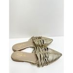 42 Gold Shoes Womens Size 5 Pointed Toe Metallic Leather Mules Photo 5