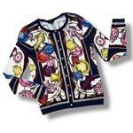 Talbots Tea Party Print Button Up Cardigan Sweater Blue Multi XS Photo 12