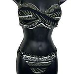NWT Bruno Banani Mixed Animal Print 2 Piece Bikini Swim Suit Black Size 8 Photo 0