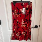 Band of the Free Womens Heart Beat Floral Midi Skirts Side Slit Large Red NWT Photo 2