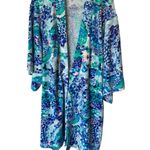 Lilly Pulitzer Elaine Velour Belted Bathrobe Ocean Commotion Blue Medium Photo 0