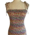 Storia  Floral Multicolor Smocked Bodycon Tie Strap Dress Size Large Ruffle Hem Photo 3