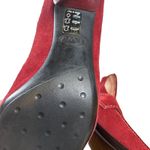 Tod's  Red Suede Buckle Front Rivet Detail Retro Kitten Heel Shoes Women Sz 37.5 Photo 7