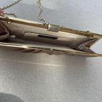 Jessica McClintock  gold satin clutch purse with Gold Chain 10x4 Photo 5