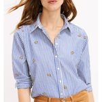 Loft  Blue White Pinstripe Dog Stripe Everyday Shirt Button Down Collar Small Photo 2