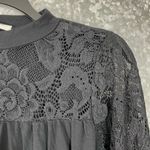 Kim & Cami Women's Black Lace Yoke Boho Goth Blouse Photo 1
