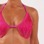 Pretty Little Thing NWT  Hot Pink Draped Tassel Triangle Bikini Top Photo 6