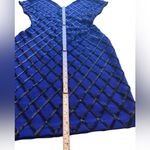 Carmen Marc Valvo VINTAGE Royal Blue Wool & Black Beaded Dress –Size M (runs SM) Photo 10