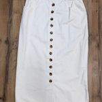 Harvé Benard  White Button Front Midi Skirt Cotton‎ Twill High Waist Photo 0