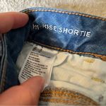 American Eagle  Hi-Rise Shortie Denim Jean Shorts Medium Wash Roll Cuff Size 10 Photo 7