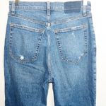 Abercrombie & Fitch Ankle Straight Ultra High Rise Dark Wash Distressed Jeans Photo 5