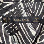 ZARA 100% Linen Zebra Print Mini Shirt Dress Short Sleeves Black White, Size XS Photo 3