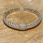 Judith Ripka Diamonique CZ Sterling Silver Hinged Cuff Bracelet Photo 0