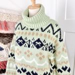 Anthropologie Nordic Fair Isle Turtleneck Sweater Green Sz M NWT Photo 4