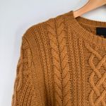 Nili Lotan Jodelle Cable Knit Sweater Cashmere sz Medium Long Sleeves Crew Neck Brown Photo 4