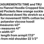 Time And Tru Womens Flannel Hoodie Shirt Cropped Size XS 0-2 Pockets New Photo 5