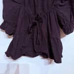 Impressions Black Short Puff Sleeve Poet Blouse Sz M Photo 2