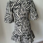 Lavender Brown  Zebra Puff Sleeve Dress Belt XS Photo 2