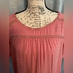 Flower & Feather Elegant Coral Blouse Pink Size 2X Photo 4